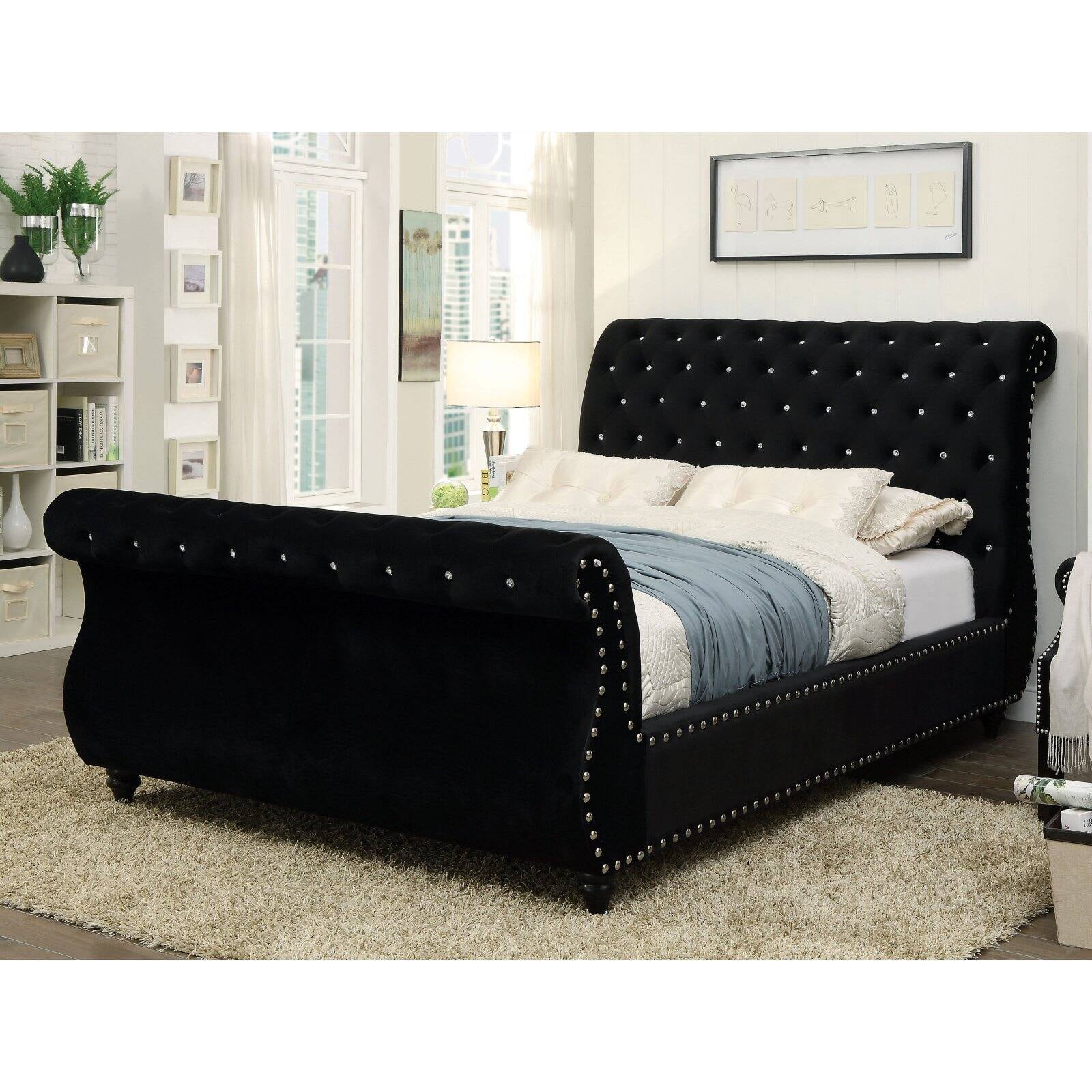 Minimalist Modern Sleigh Bed With Luxury Interior