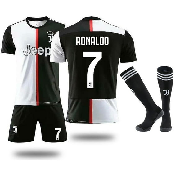 Juventus Home Fan Training Jersey Soccer Jersey #7 Black & White Stripe 26