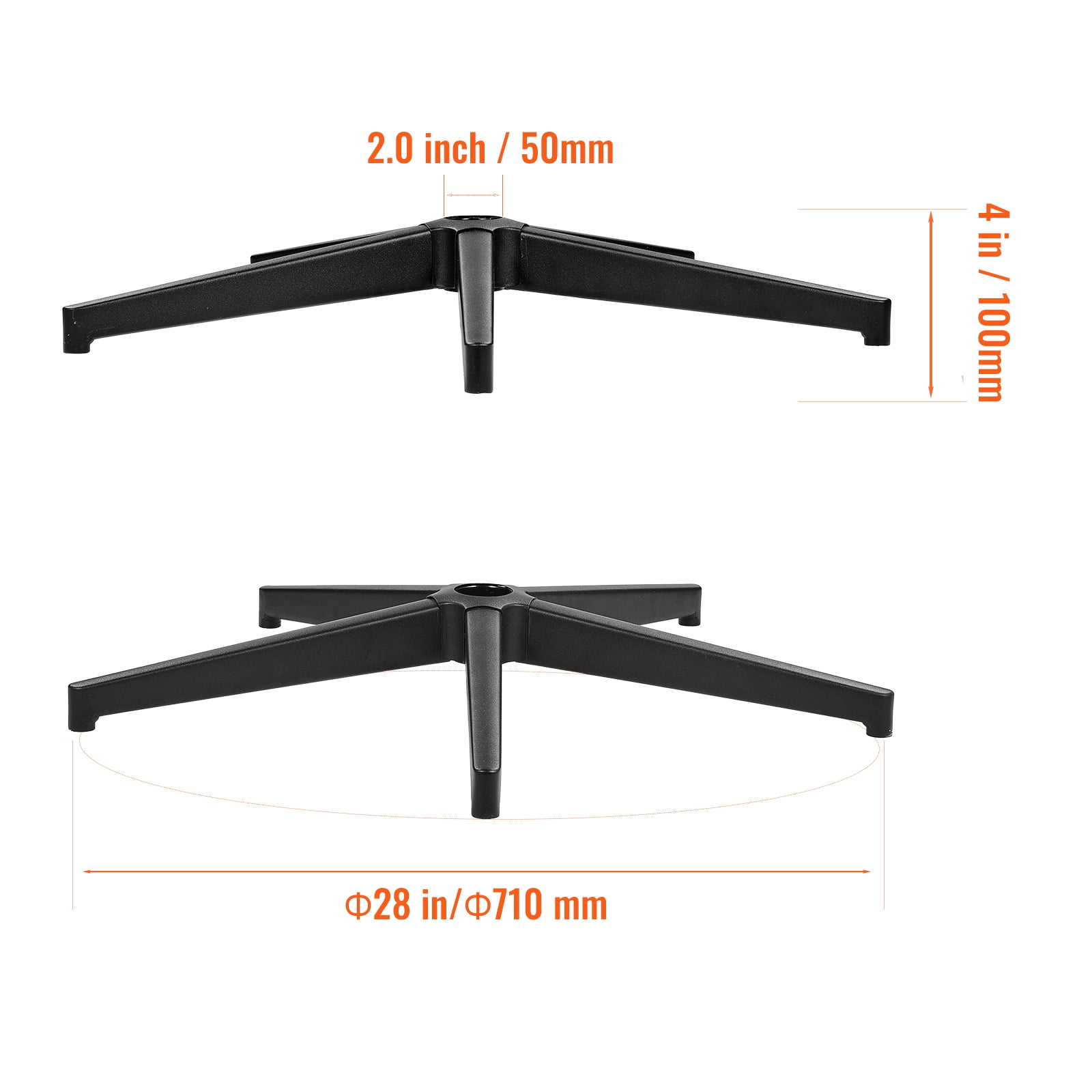 VEVOR Office Chair Base Replacement, 28", 2500 lbs Static Load Capacity, Heavy Duty Universal Computer Desk Chair Stool Base Part with Reinforced Metal Legs, Desk Chair Base Replacement Parts, Black