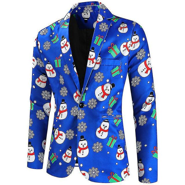 Chaquetas navideñas para hombre, chaqueta informal de traje navideño con un botón