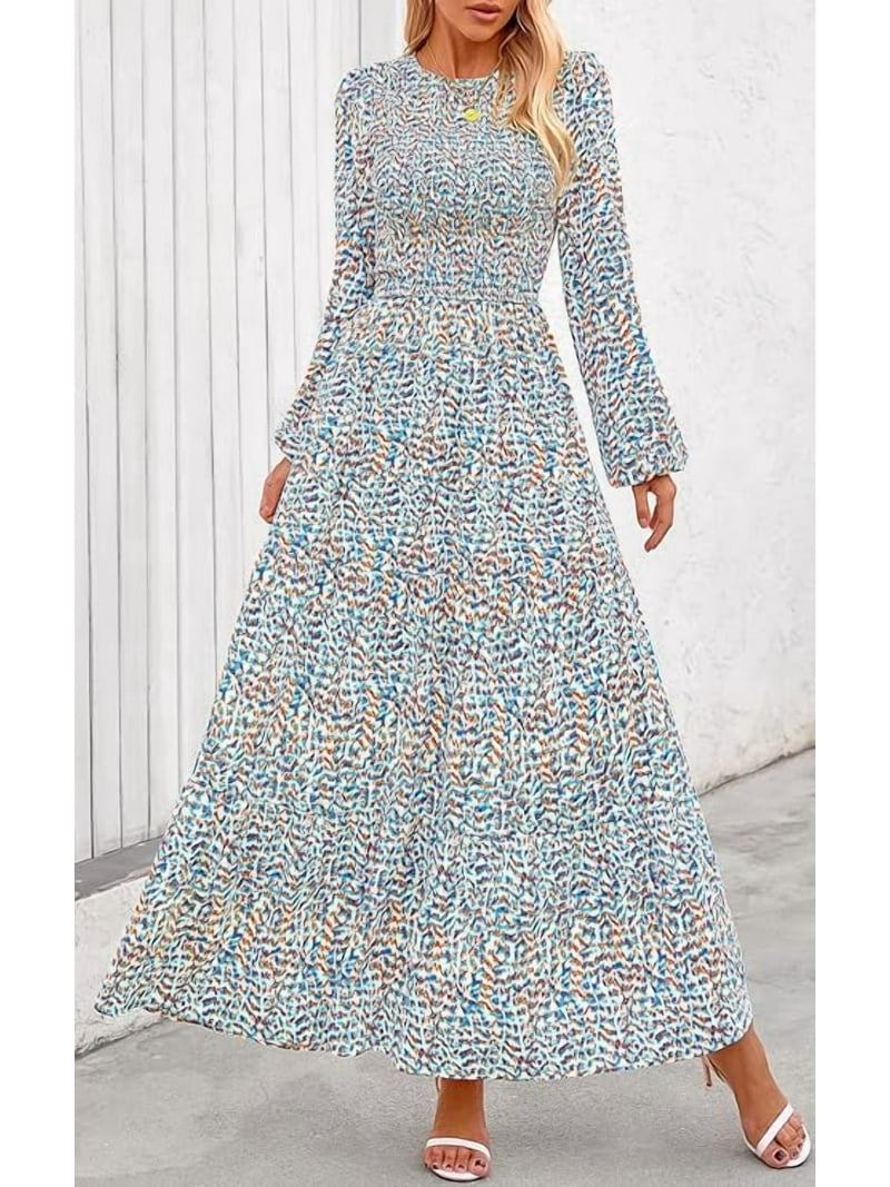 PRETTYGARDEN Women's Fall Dresses Long Sleeve Flowy Casual Floral