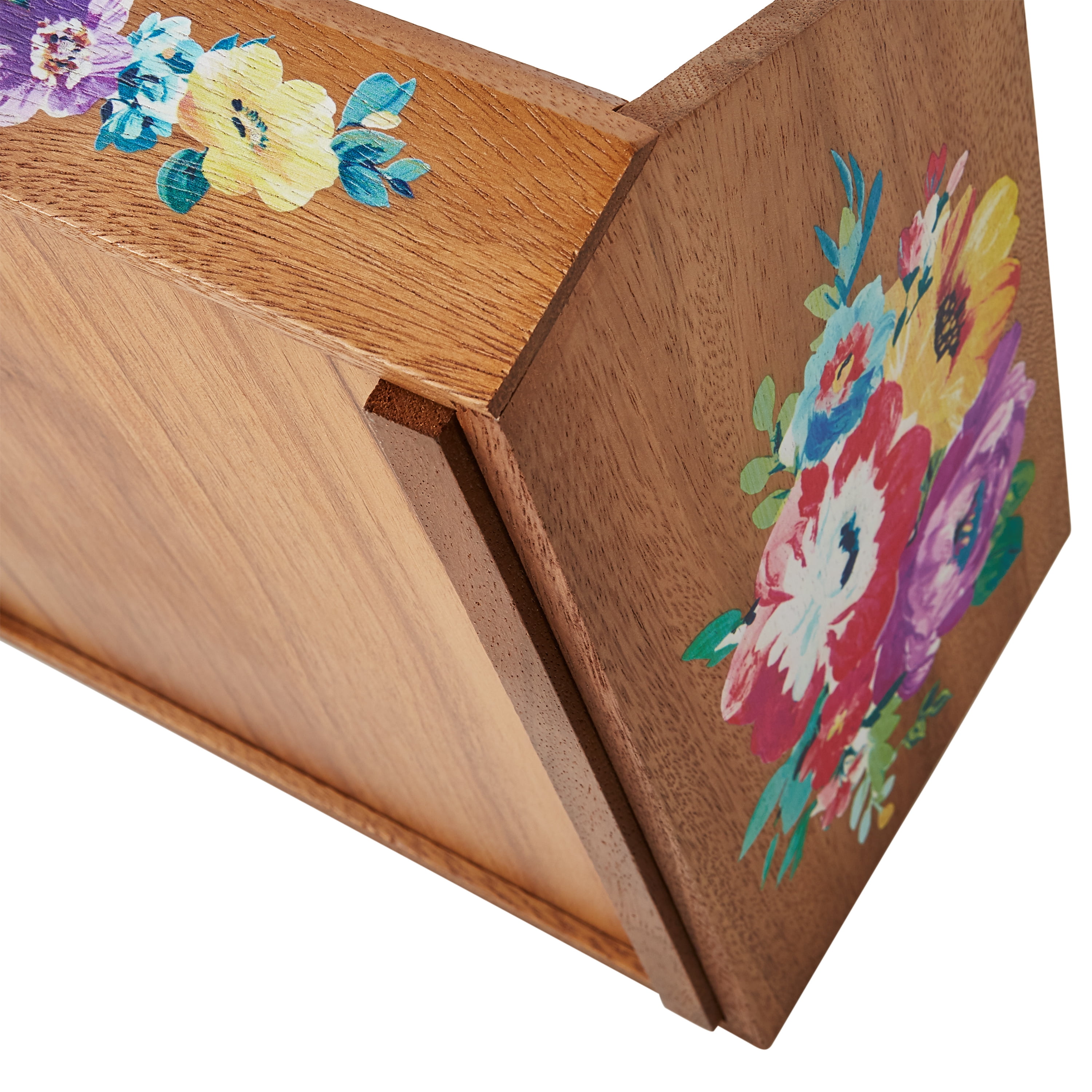 The Pioneer Woman Acacia Wood Stackable Open-Top Kitchen Storage Bin Organizer, Sweet Romance