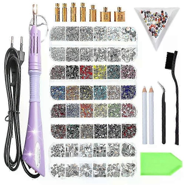 2000Pcs-9600Pcs/Box Hot Fix Rhinestones Set/EU or US PLUG Hotfix Applicator Hot Fix Crystal Glass Rhinestone Iron-on Wand Strass
