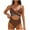 Brown, variant on Efsteb Womens Swimsuits Two Piece Bathing Suit for Women Color Block Cut Out V Neck Swimsuit Slim Stretchy Slim Fit Spaghetti Strap Swimwear (Gray,S)