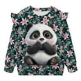 thumbnail image 5 of Yuyamidu Panda Sweatshirt Girls 4T 5T Cute Going Out Tops Crewneck Long Sleeve Ruffle Shoulder Pullover Tops Soft Lightweight Playwear Everyday Clothes for School Outdoor Play, 5 of 8