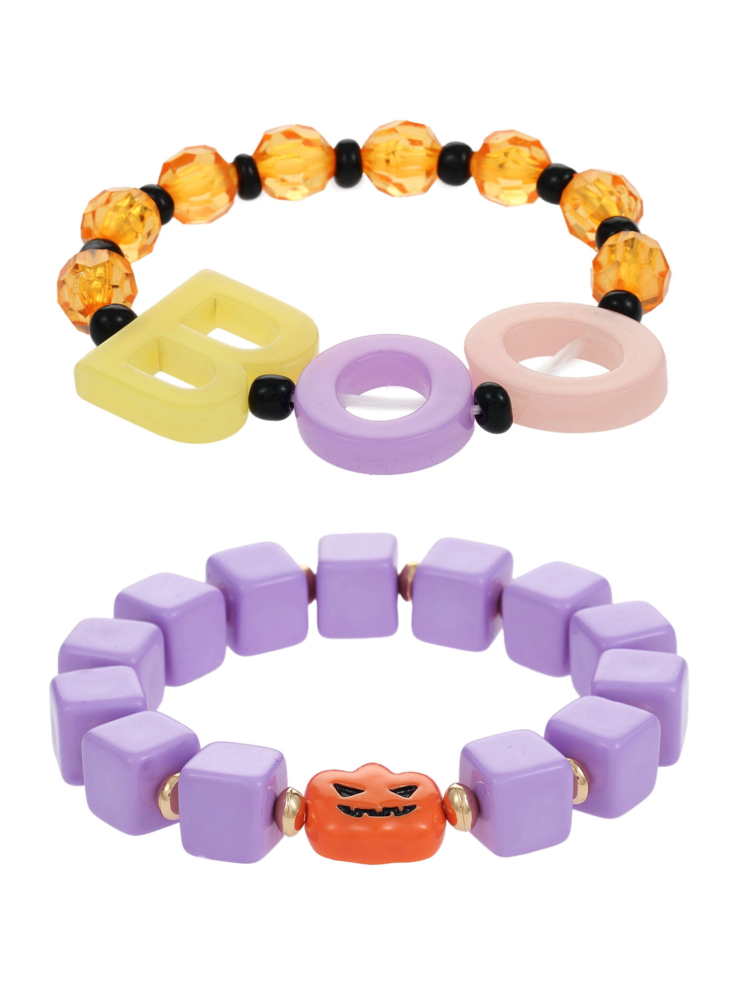 Way to Celebrate "BOO" Halloween Beaded Stretch Bracelet Set, 2 Pieces
