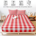thumbnail image 5 of Twin XL Size Fitted Sheet Set - Red White Plaid 2 Piece Bedding Sets 16" Deep Pocket Fitted Sheet with 1 Pillowcases, Modern Farmhouse Buffalo Check Gingham Brushed Microfiber Hotel Luxury Bed Sheets, 5 of 9