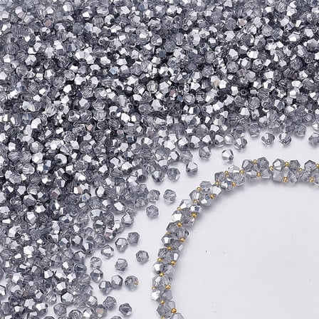 1500pcs 4mm Faceted Glass Beads Metallic Beads Rondelle Beads Clear Bicone Bead Spacer Loose Craft Beads