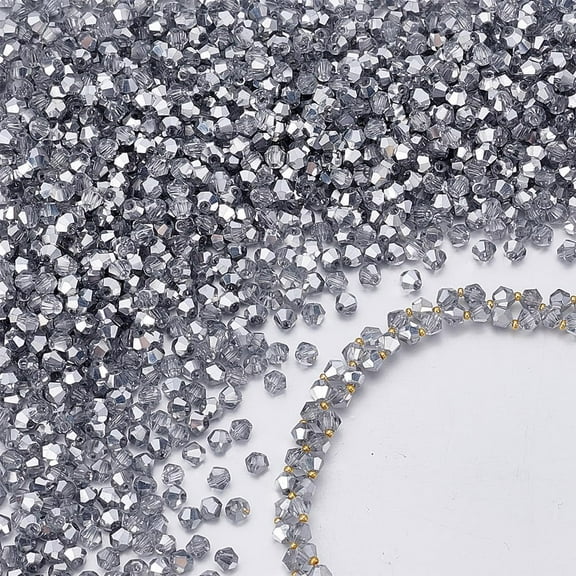 1500pcs 4mm Faceted Glass Beads Metallic Beads Rondelle Beads Clear Bicone Bead Spacer Loose Craft Beads
