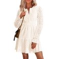 thumbnail image 1 of Minivestido PRETTYGARDEN 2025 para mujer, manga larga, cuello en V, blanco, 1 of 9