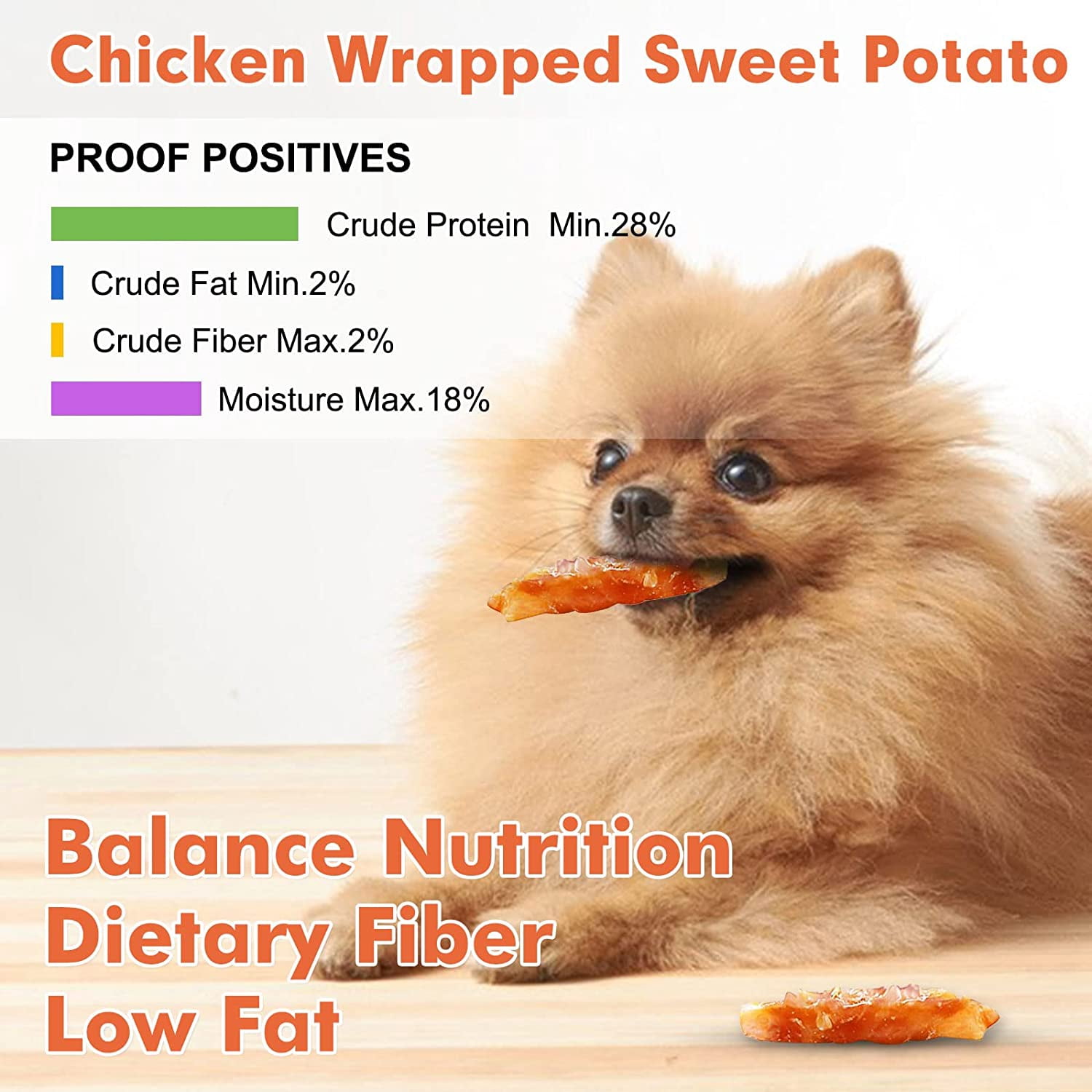 MON2SUN Dog Treats Rawhide Free Chicken Wrapped Sweet Potato Dog Snacks,Gluten&Grain Free Dog Treats for Puppy and Small Dogs,25oz