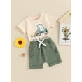 thumbnail image 2 of Big Brother Little Brother Matching Outfit Toddler Baby Boy Tractor Print Short Sleeve Shirts Shorts Set Summer Farm Clothes, 2 of 7