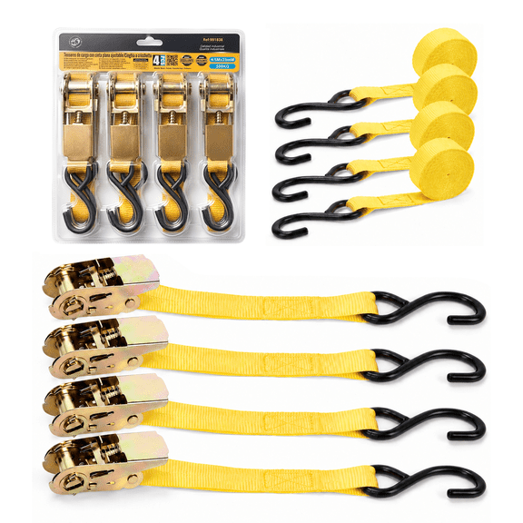 Ratchet Tie Down Straps, 14.8ft Heavy Duty Straps, 2000 lbs Break Strength, for Moving & Motorcycle Transport, 4-pack