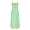 thumbnail image 6 of Ecqkame Womens Summer Slip&nbsp;Dress Sexy Sleeveless Off Shoulder Spaghetti Straps Long Dress Side Split Drawstring Flowy Holiday Dress Green L, 6 of 8