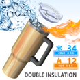 thumbnail image 5 of 40oz Tumbler with Handle and Straw, Vacuum Insulated Stainless Steel Travel Mug, Fits Car Cup Holder, Wood Print, 5 of 6