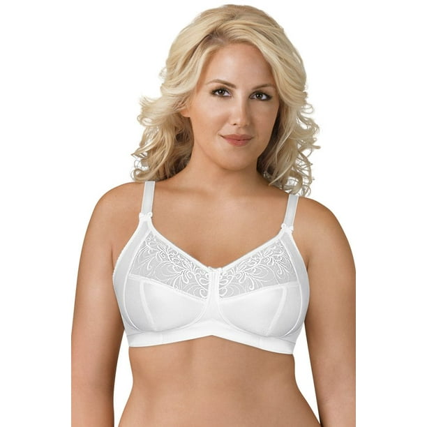 Women's Exquisite Form 5100514 Wirefree 4-Part Cup Bra with Embroidered  Mesh (Nude 44DDD)