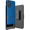 thumbnail image 1 of Case with Clip for Moto G 5G (2022), Nakedcellphone Slim Hard Shell Phone Cover with Kickstand and [Rotating/Ratchet] Belt Hip Holster Combo for Motorola XT2213 Series - Cobalt Blue, 1 of 10