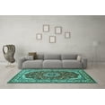 thumbnail image 3 of Ahgly Company Machine Washable Indoor Rectangle Medallion Turquoise Blue Traditional Area Rugs, 8' x 12', 3 of 4