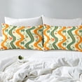 thumbnail image 4 of YST Flowers Bed Sheets Set Full Size 4pcs, Simple Ripple Printed Room Decor Sheet Set, Gradient Florals Kids Girls Bedding For Bedroom, Yellow Green Retro Leaves Lightweight Bedding Set, 4 of 5