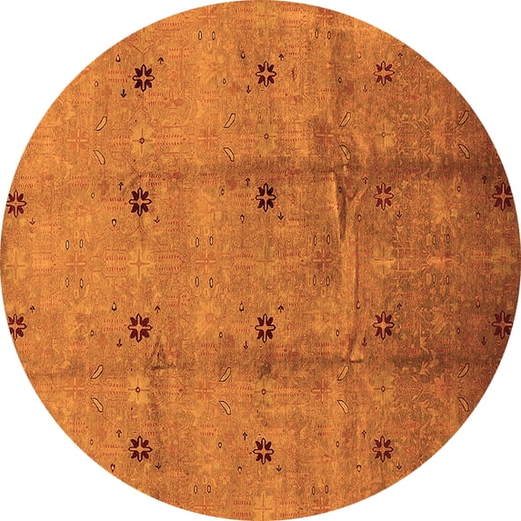 Ahgly Company Indoor Round Oriental Orange Industrial Area Rugs, 4' Round