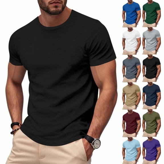 Mens Short Sleeve T Shirts Solid Color Athletic Short Sleeve Shirts Outdoor Running Sports Mens Shirts Short Sleeve Breathable Mens Short Sleeve Shirts, Short Sleeve Shirts for Men,S