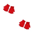 thumbnail image 1 of Wisewang 1 Paire Gants Tricotés Demi-Doigt Unisexe Mitaines Sans Doigts Portables Extérieur Moto Route Cyclisme Vélo Chauds Rouges 2 Ensembles, 1 of 6