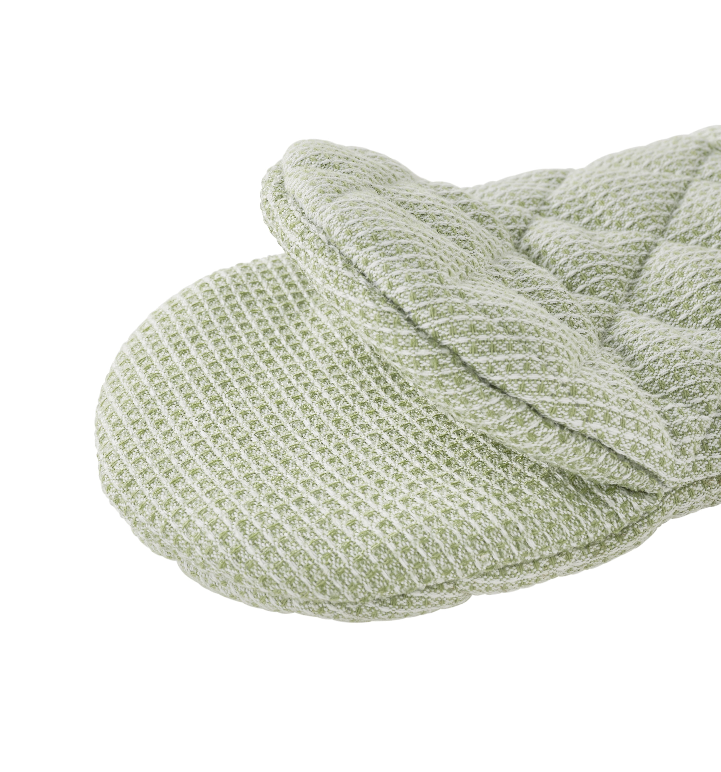 Beautiful Kitchen Waffle Oven Mitt & Mini Mitt Set, 100% Cotton, Heat Resistant, Sage Green, 2 Pack