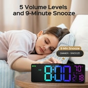 Mpow 10.5 Digital Wall Clock Large Display, with Remote Control, Dual Alarm Clock for Bedroom, 9 Colors, Adjustable Brightness & Volume, Auto DST, ℃/℉, 40 Minutes Countdown