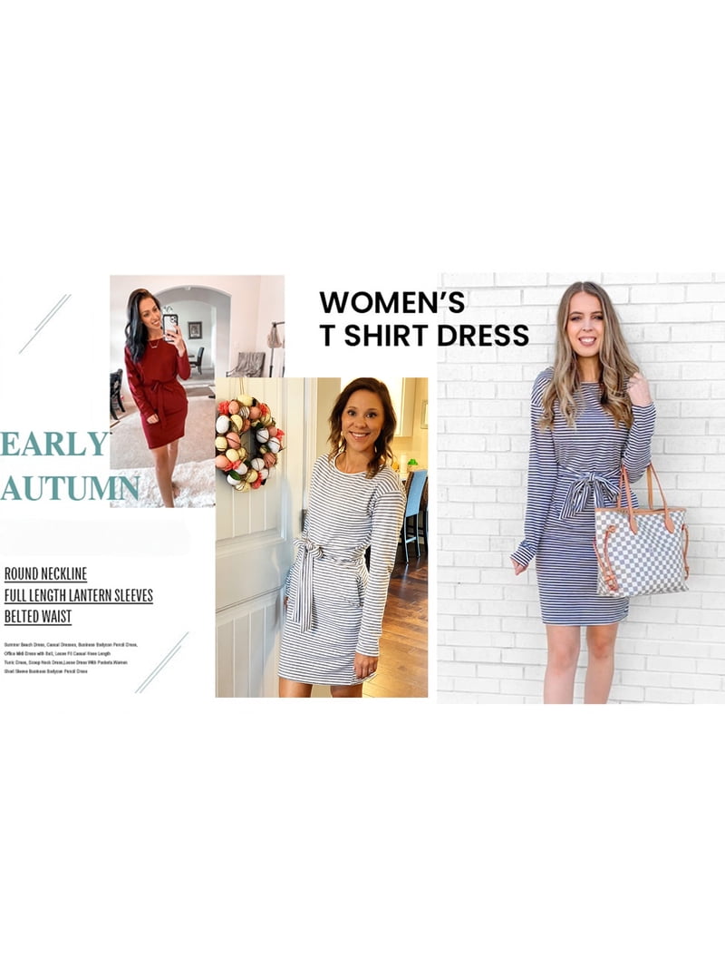 walmart is offering the uvn fall long dress for $18 Uvn Fall Dresses for Women Long Sleeve V Neck Midi Dress Casual Loose Flowy Swing Tiered Dress with Pockets, Women's, Size: Medium