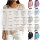 thumbnail image 3 of Neewe Women's Casual 3/4 Sleeve T-Shirts Plain Round Neck Tunic Tops Basic Tees Blouses Loose Fit Pullover, 3 of 8