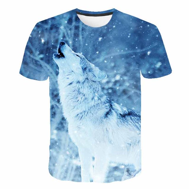 Animal Lobo camiseta para niños estampado niños Harajuku 3D camiseta verano niños manga corta niñas camiseta dibujos animados bebé T-Shirts14T Gao Jinjia LED