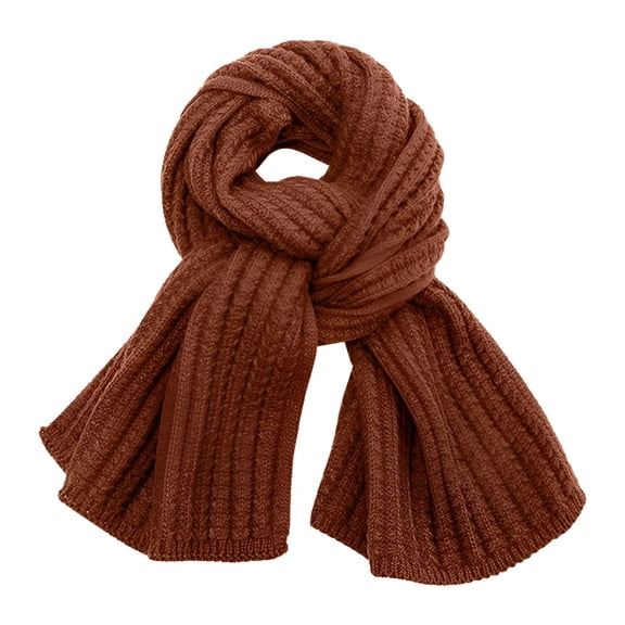 TELOLY Winter Warm Knit Scarves Soft Warm Scarf Neck Warmer for Women Girls Women'S Solid Color Knitted Wool Scarf Coffee One Size