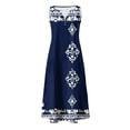 thumbnail image 4 of Gamivast Tropical Dresses for Women A Line V-Neck Long Dress Sleeveless Maxi Dress Green Palm Leaf Print With Pockets for Summer Beach Party, 4 of 5