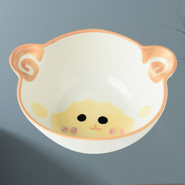 Bol d'Alimentation, Bol en Céramique Mignon en Forme d'Animal de Dessin Animé Bols à Riz Réutilisables Vaisselle de Table Bol d'Alimentation pour Servir Soupe Céréales Pâtes Crème Glacée