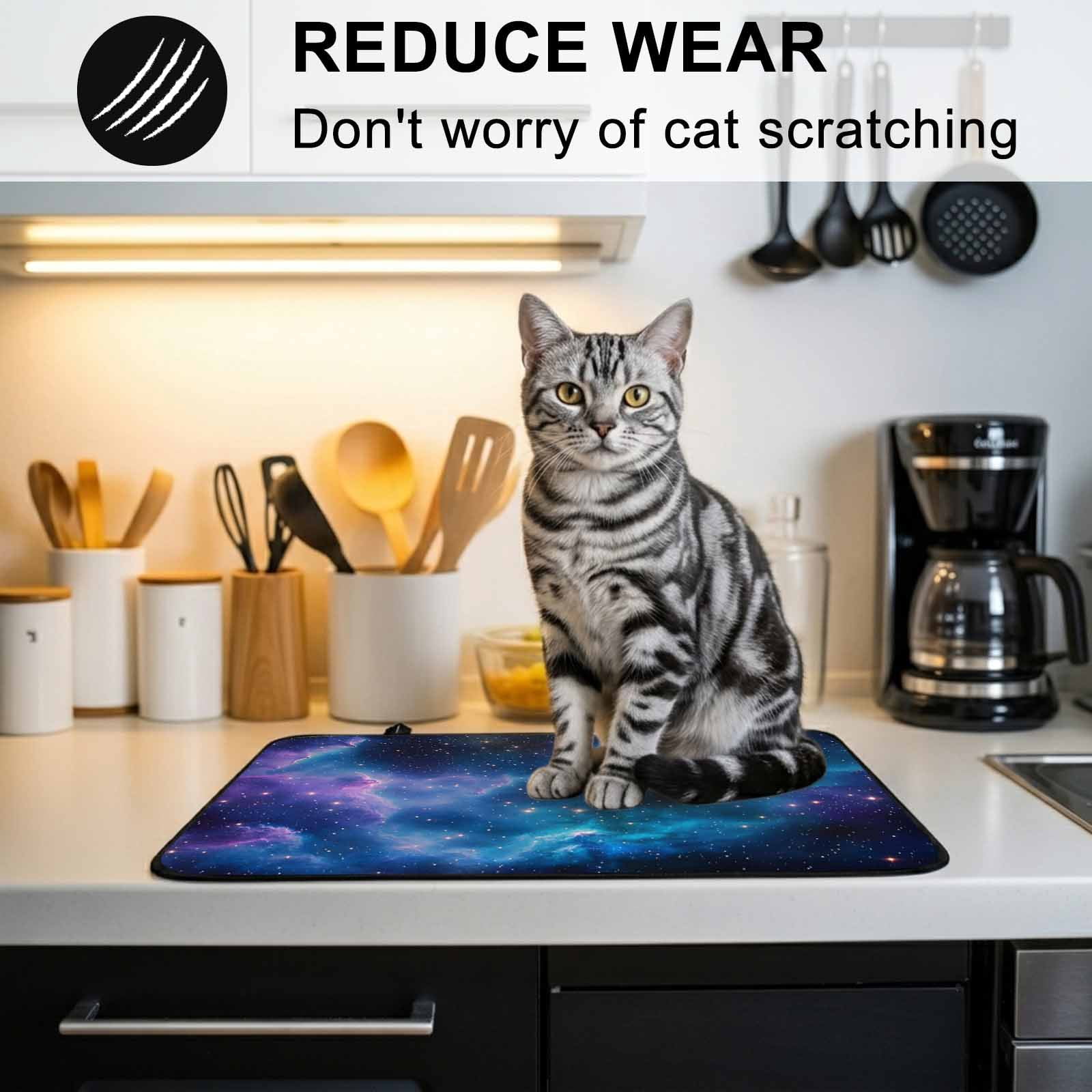 Starry Sky Stove Top Cover for Electric Stove, Heat-proof & Non Slip Glass Top Stove Cover Protector, Modern Rustic Blue Purple Ombre Star Night Kitchen Flat Cooktop Rubber Mat 24x21 Inches