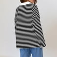 thumbnail image 5 of Oplxuo Womens Striped Color Block Oversized Sweatshirts Loose Fit Collar V Neck Long Sleeve Pullover Tops Fall Tunic T-Shirts, 5 of 6