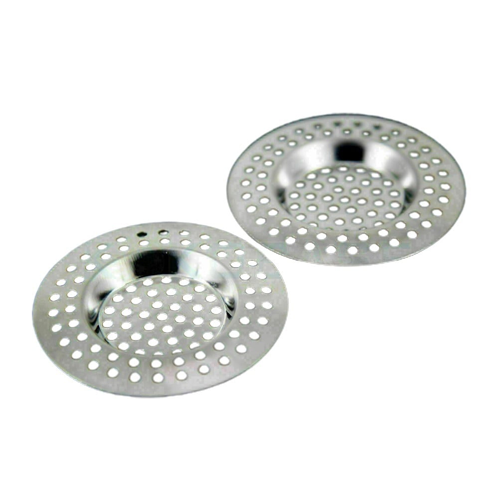 2XSTAINLESS STEEL SINK BATH PLUG HOLE STRAINER BASIN HAIR TRAP DRAINER COVER NEW 