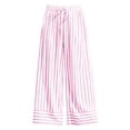 thumbnail image 7 of Tqcoqu Women's Striped Wide Leg High Waist Pants,Drawstring Elastic Loose Casual Beach Vacation Long Trouser with Pockets, 7 of 7
