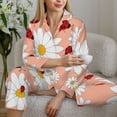 thumbnail image 6 of Pofeuu Daisy and Ladybug Print Womens Pajamas Set Long Sleeve Sleepwear Button Down Nightwear Soft Pj Lounge Sets Button Down Pajamas Women-Small, 6 of 7