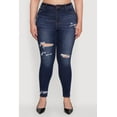 thumbnail image 4 of Womens Plus Size WAX Distressed High Waisted Skinny Leg Jeans, 4 of 5
