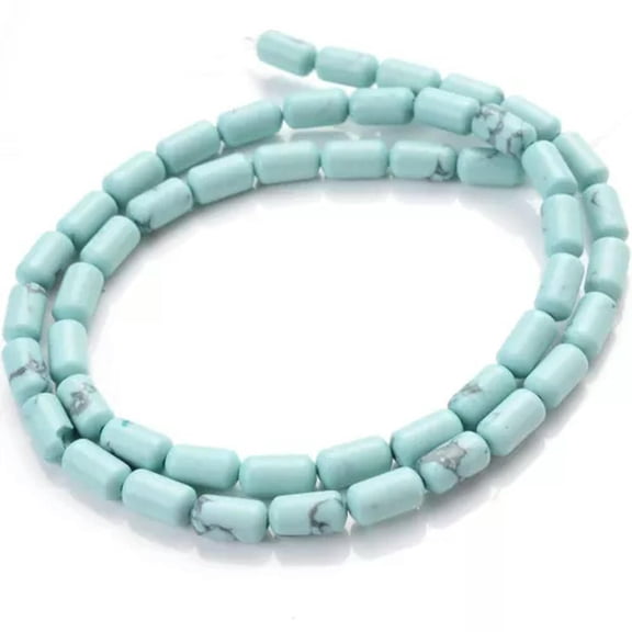 HOOUN Natural Cylinder Turquoises Agates Cylinder Loose Beads For Jewelry Making DIY-Blue turquoise-4x8mm about 50pcs
