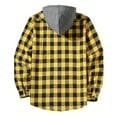 thumbnail image 3 of Goodeals Clearance,Men's Flannel Hoodie Shirts Casual Plaid Flannel Jacket with Hoody Long Sleeve Stylish Button Down Hooded with Pocket(Yellow,XXXL), 3 of 6