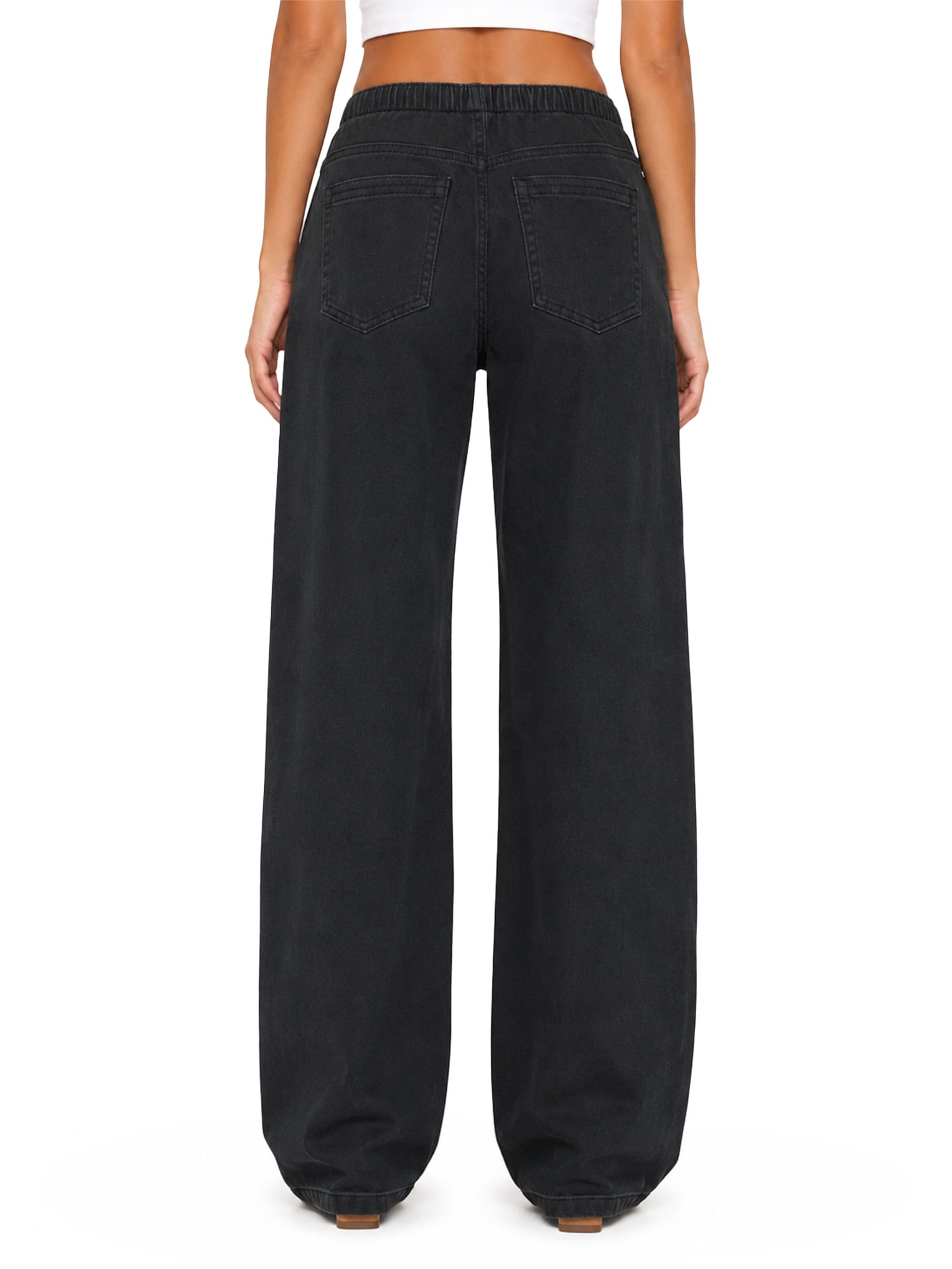 No Boundaries Drawstring Grommet Wide Leg Jean, 32" Inseam, Women's