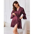 thumbnail image 3 of Ekouaer Silk Robes for Women White Ruffle Bridesmaid Sexy Robe for Wedding Day Bridal Robes Satin Bathrobe Soft Sleepwear, 3 of 5