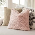 thumbnail image 5 of SUSIELADY 2-Pack 18x18 Inch Faux Fur Pillow Covers, Plush Fuzzy Sherpa Decorative Cushion Covers for Couch Bed Living Room, Sakura Pink, 5 of 7