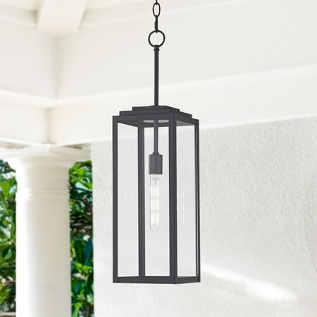 John Timberland Modern Contemporary Outdoor Hanging Light Fixture Mystic Black 27 1/4 Clear Glass for Exterior House Porch Patio