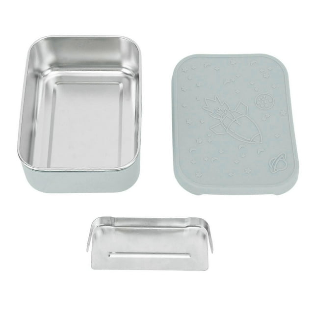 850ml Stainless Steel Lunch Box, Leakproof Bento Box with Removable Divider for School, Office, Picnic, Mist Blue