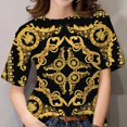 thumbnail image 1 of Camisetas de manga corta para mujer, Tops 3D, camisas barrocas de lujo, ropa de diseñador, camiseta informal de gran tamaño con cuello redondo, 1 of 4