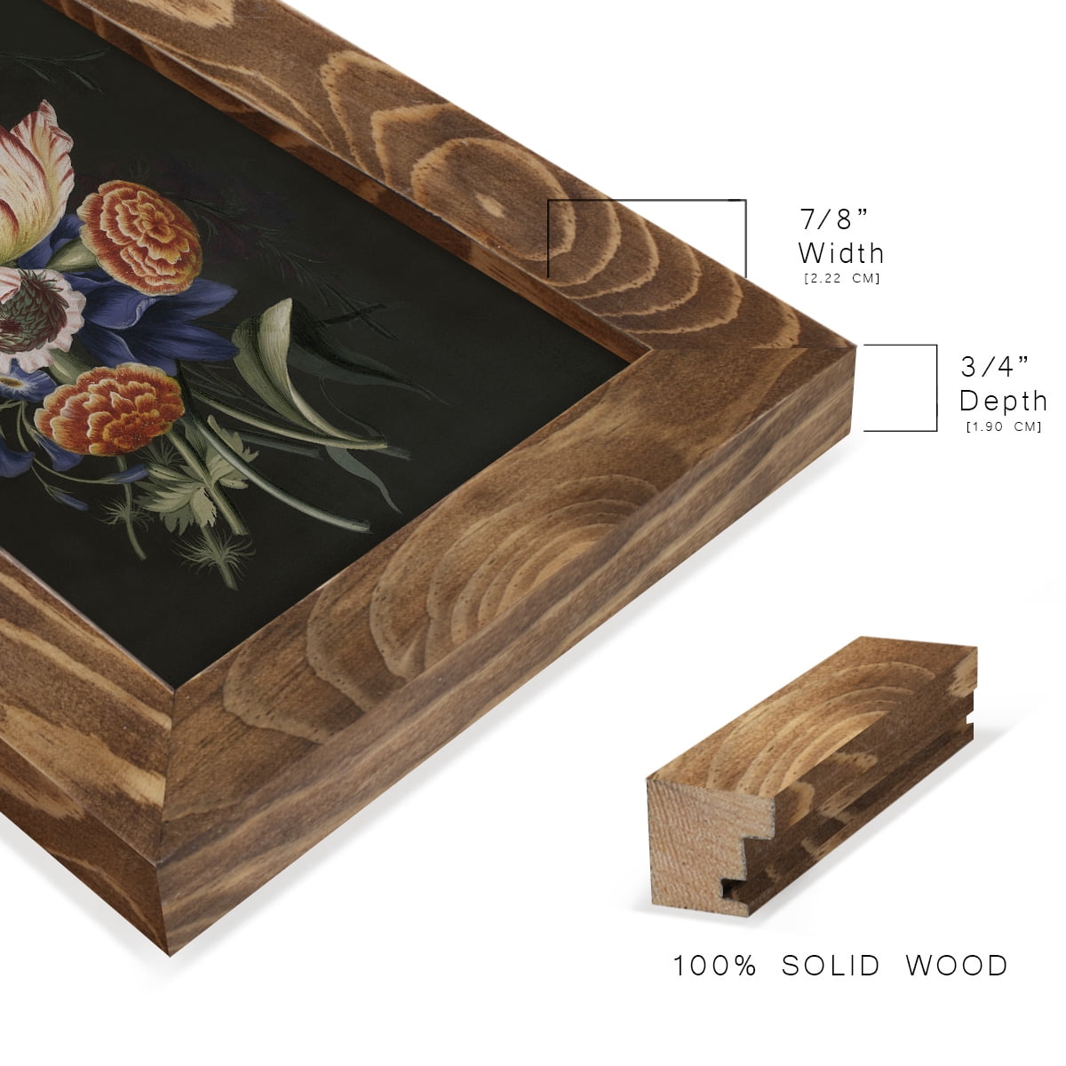 Dramatic Bouquet II -Framed Print w/glass-Walnut