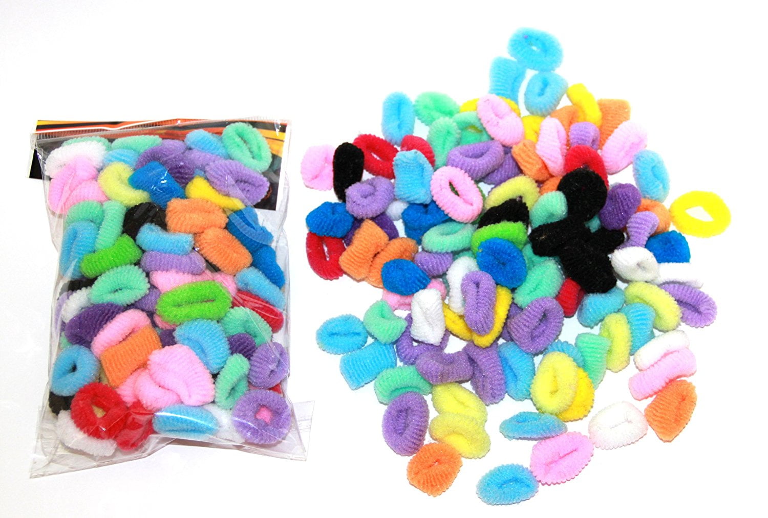 100 Terry Elastic SMALL Ponytail Braided Hair Holder MULTI COLOR PACK